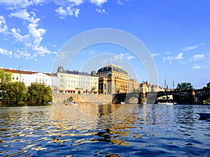 Vlatava River, Prague Clear blue sky