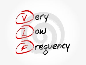 VLF - Very Low Frequency acronym, technology concept background