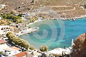 vlichadia bay from climbing rock above kalymnos greece