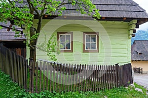 Vlkolinec, Slovakia. Colorful old wooden houses in Vlkolinec. Unesco heritage. Mountain village with a folk architecture.