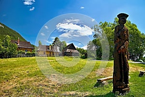 Vlkolinec, Slovakia - June 28. 2017: Mountain village with a folk architecture typical of the Central European type.