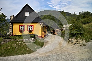 Vlkolinec, Slovakia: period settlement with original wooden houses with unique architecture.