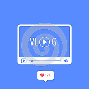 Vlog icon - video blog concept, channel subscribers