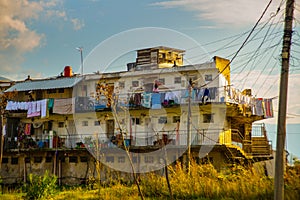 VLORA-VLORE, ALBANIA: Drying things in an old house in the city of Vlora.