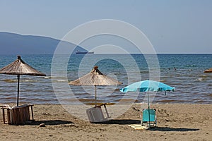 VlorÃ«, Albania, Sunday 2 September 2023 city center of walking on foot palm trees everywhere high quality big size prints