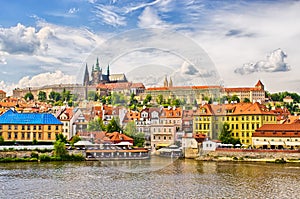 Vltava and Hradcany district in Prague, Czech Republic