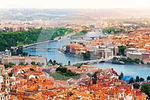 Vltava river and bridges in Prague