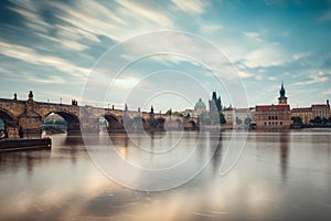 Vltava river and Charles bridge in Prague