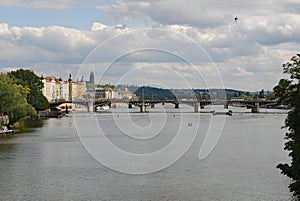 Vltava River and Jirasek Bridge  Prague  Czech Republic photo