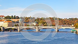 Vltava river and Manes bridge in Prague