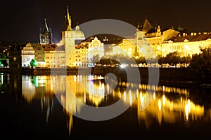 Vltava river and old town in Prague, Czech Republic