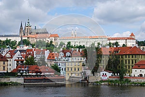 Vltava River and Saint Vitus Cathedral Hradcany Prague Czechia