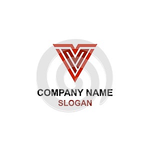 VM letter initial triangle logo.