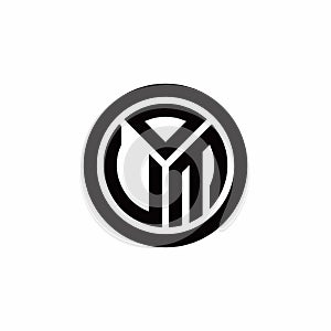 VM monogram logo with circle outline design template