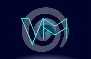 vm v m blue line circle alphabet letter logo icon template vector design