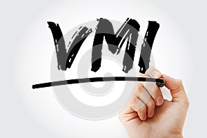 VMI - Vendor Managed Inventory acronym with marker, business concept background photo