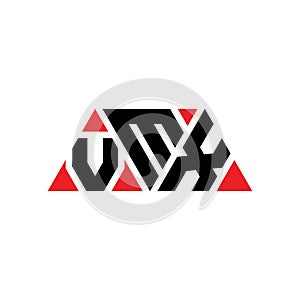 VMX triangle letter logo design with triangle shape. VMX triangle logo design monogram. VMX triangle vector logo template with red