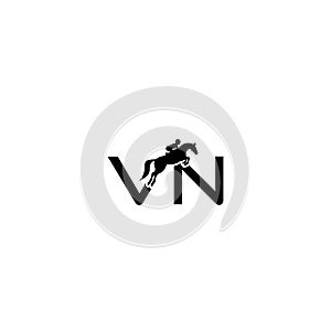 VN horse logo letters isolated on white background photo