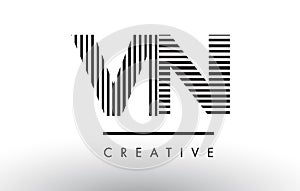 VN V N Black and White Lines Letter Logo Design.