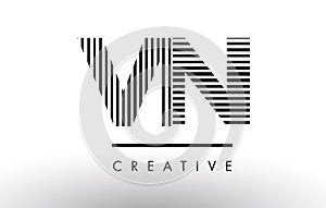 VN V N Black and White Lines Letter Logo Design. photo
