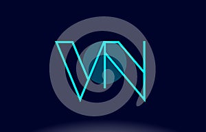vn v n blue line circle alphabet letter logo icon template vector design photo