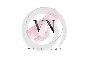 VN V N Watercolor Letter Logo Design with Circular Brush Pattern