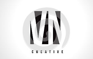 VN V N White Letter Logo Design with Black Square. photo
