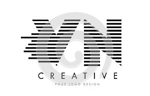 VN V N Zebra Letter Logo Design with Black and White Stripes photo