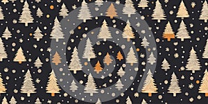 Vntage Christmas seamless pattern background, fir trees with beige color. Vector illustration in