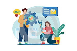 Technical Support Specialist Illustration concept. A flat illustration isolated on white background