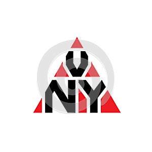 VNY triangle letter logo design with triangle shape. VNY triangle logo design monogram. VNY triangle vector logo template with red