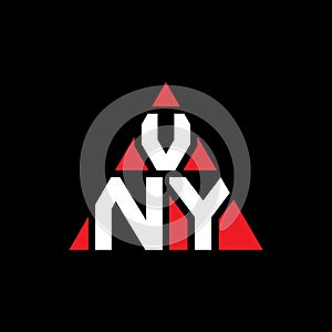 VNY triangle letter logo design with triangle shape. VNY triangle logo design monogram. VNY triangle vector logo template with red