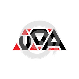 VOA triangle letter logo design with triangle shape. VOA triangle logo design monogram. VOA triangle vector logo template with red