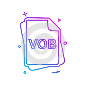 VOB file type icon design vector