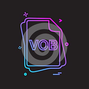 VOB file type icon design vector