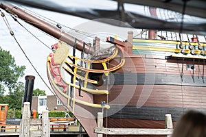 VOC Ship Replica decorative bow closeup