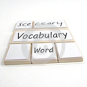 Vocabulary cards isolated on white background