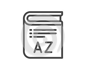 Vocabulary line icon. Book glossary sign. Vector