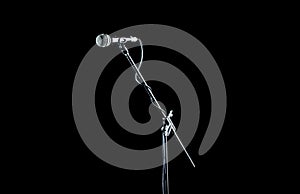 Vocal audio mic on a black background. Singer in karaokes, microphones. Live music, audio equipment, sing sound