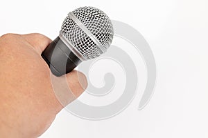 Vocal microphone isolated above white background. Music concept with singing microphone