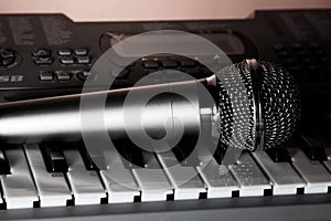 The vocal microphone piano keys