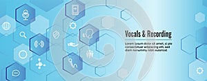 Vocal and Recording Command Icon with Sound Wave Images Web header banner