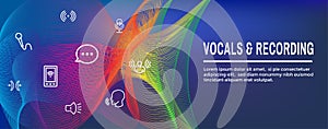Vocal and Recording Command Icon with Sound Wave Images Web header banner