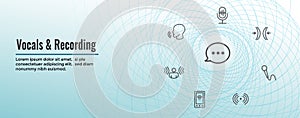 Vocal and Recording Command Icon with Sound Wave Images Web header banner