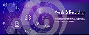 Vocal and Recording Command Icon with Sound Wave Images Web header banner