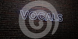 VOCALS -Realistic Neon Sign on Brick Wall background - 3D rendered royalty free stock image photo