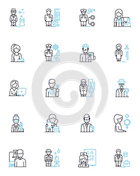 Vocation avenues linear icons set. Career, Profession, Occupation, Trade, Employment, Workforce, Job line vector and
