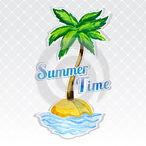 Vocation background with palm tree on island