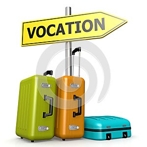 Vocation road sign with luggages