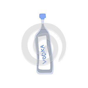 Vodka bottle on white background. Cartoon sketch graphic design. Doodle style. Hand drawn image. Party drinks concept. Freehand